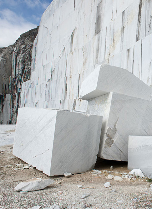 Raw marble stone from Carrara